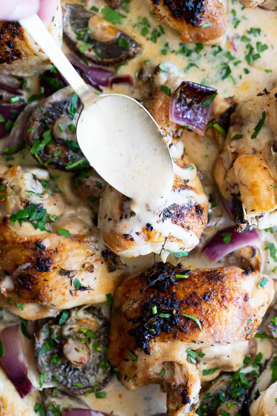 Creamy Mushroom Sheet Pan Chicken