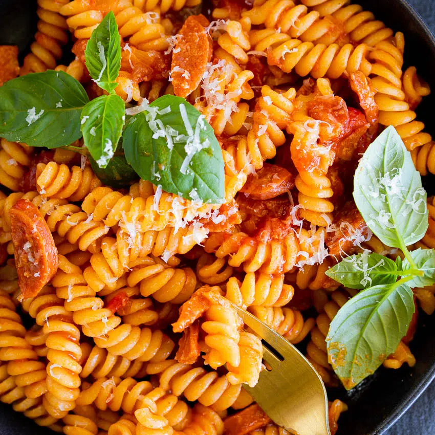 Tomato chorizo pasta