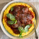 Easy Bacon Meatballs with Creamy Polenta