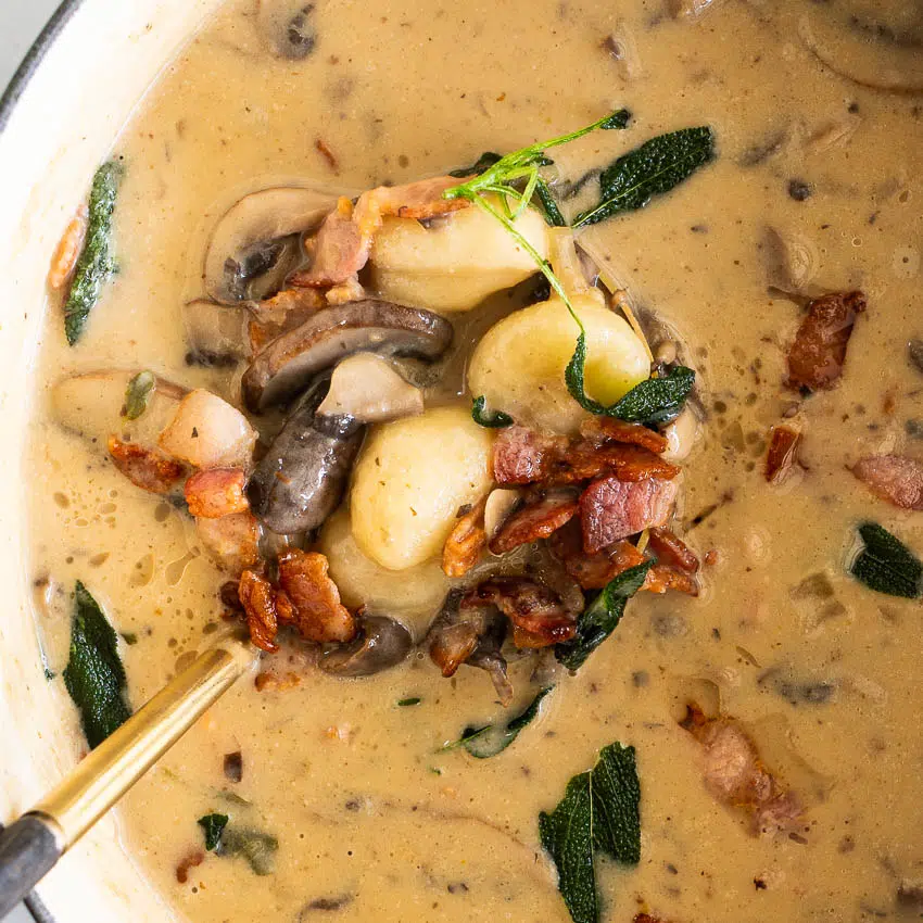 Bacon mushroom gnocchi soup