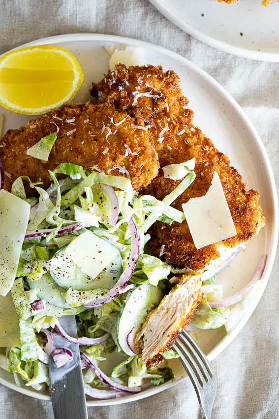 Easy Chicken Milanese with Grinder-style salad