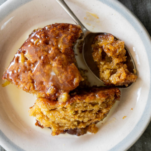 Salted caramel apple baked pudding