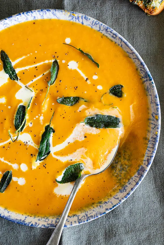 Sweet Potato Soup with Parmesan Toasts