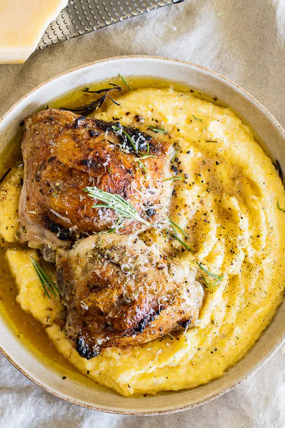 Rosemary Chicken with Cacio e Pepe Polenta