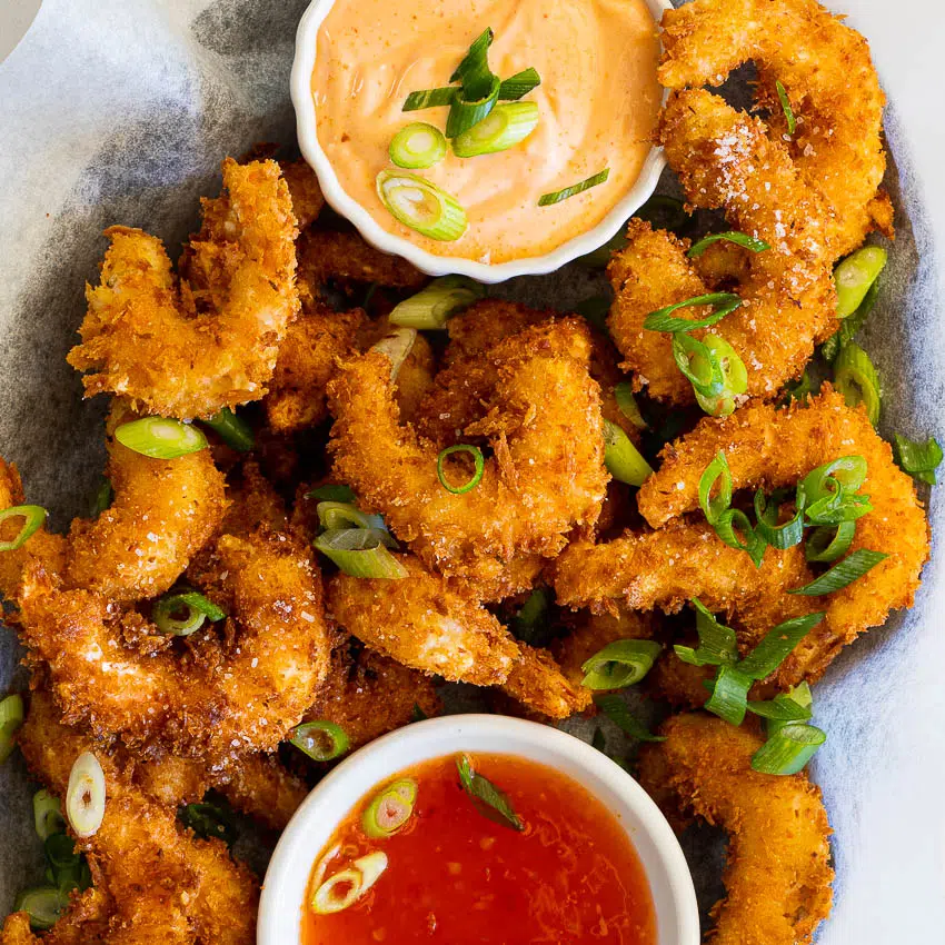Easy Crispy Coconut Shrimp with spicy mayo