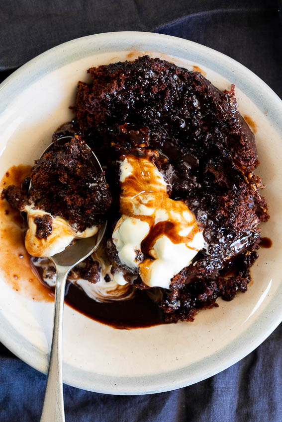 Peanut butter chocolate baked pudding