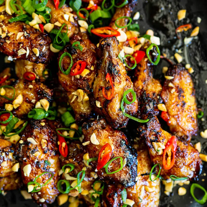 Sticky lemongrass chilli air fryer chicken wings