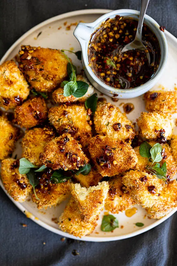 Air fried feta bites with hot honey