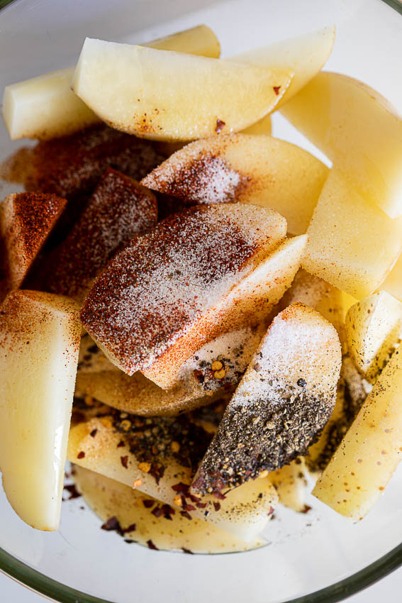 Air fryer potato wedges with spices