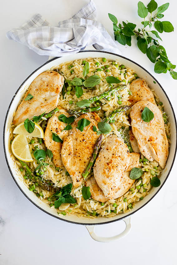 Easy Spring Vegetable Chicken Orzo