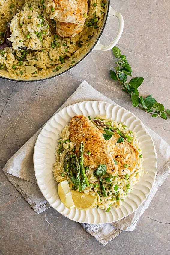 Easy Spring Vegetable Chicken Orzo
