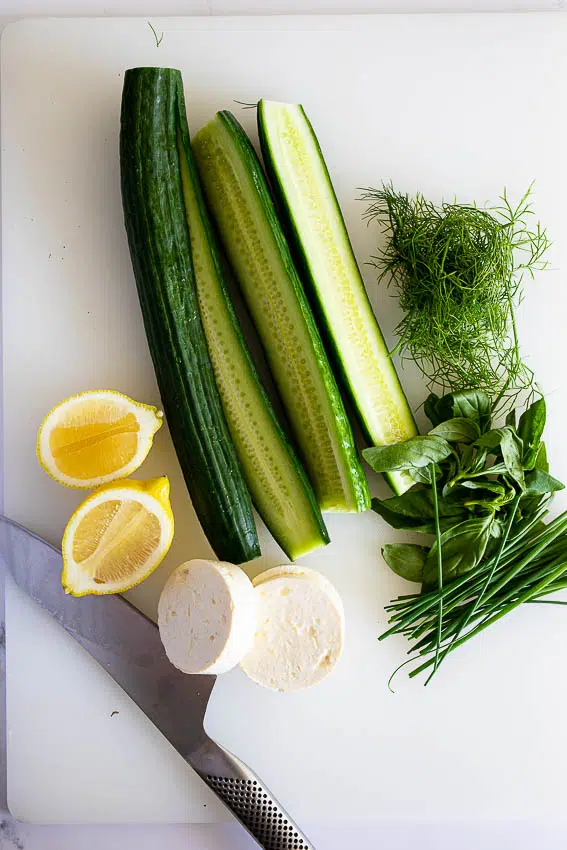 Cucumber feta salad ingredients