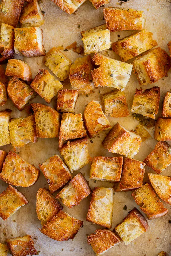 Garlic bread croutons
