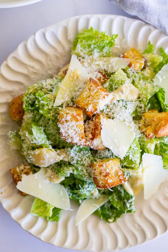 Homemade Caesar Salad with Garlic Bread Croutons