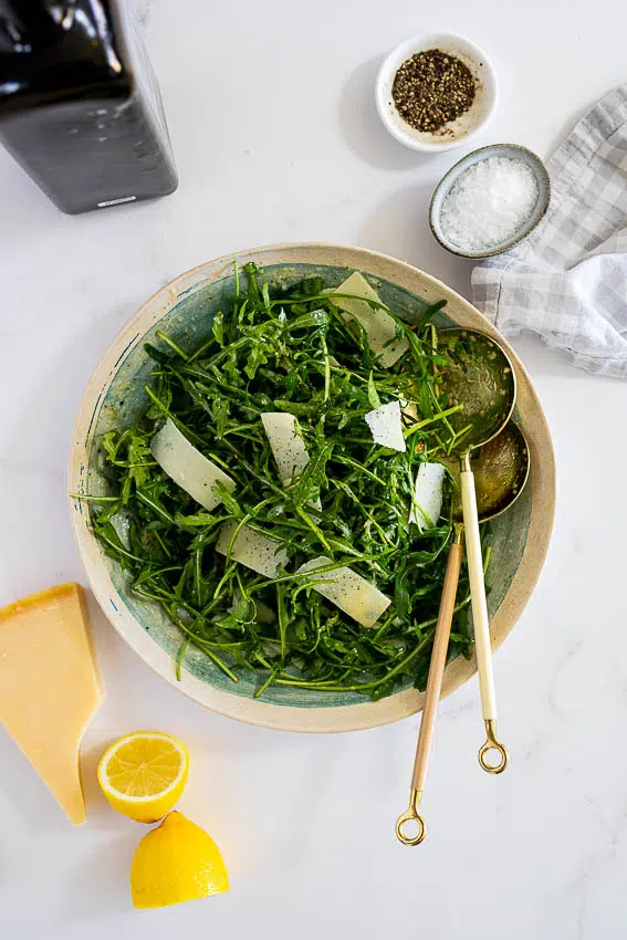 Arugula salad with lemon Parmesan salad