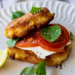 Caprese corn fritter stacks