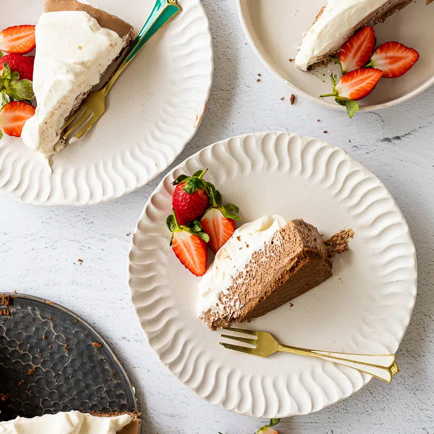 Chocolate Mousse Pie with fresh strawberries