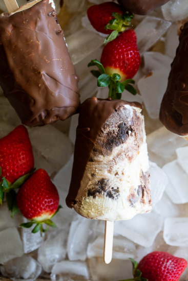 Fudge Brownie Vanilla Ice Cream Popsicles
