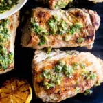 Grilled pork tenderloin with caper sauce