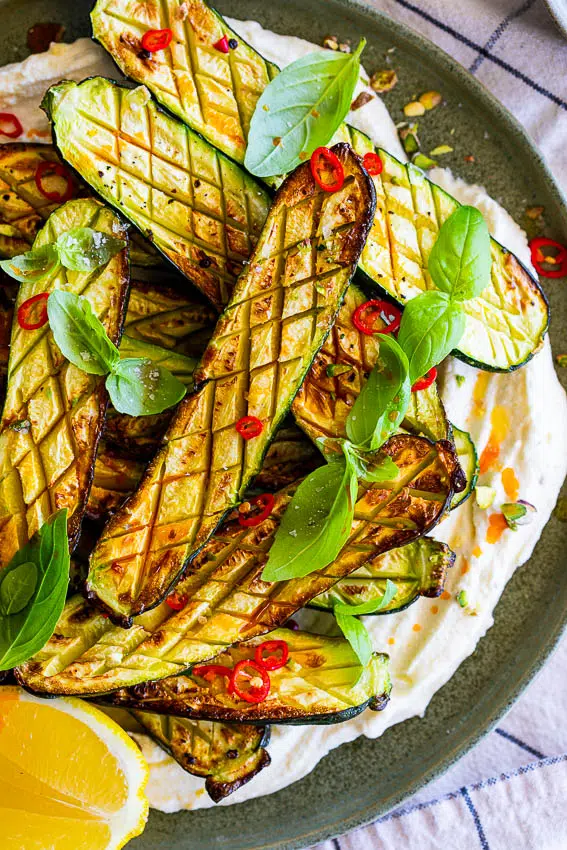 Zucchini on whipped feta