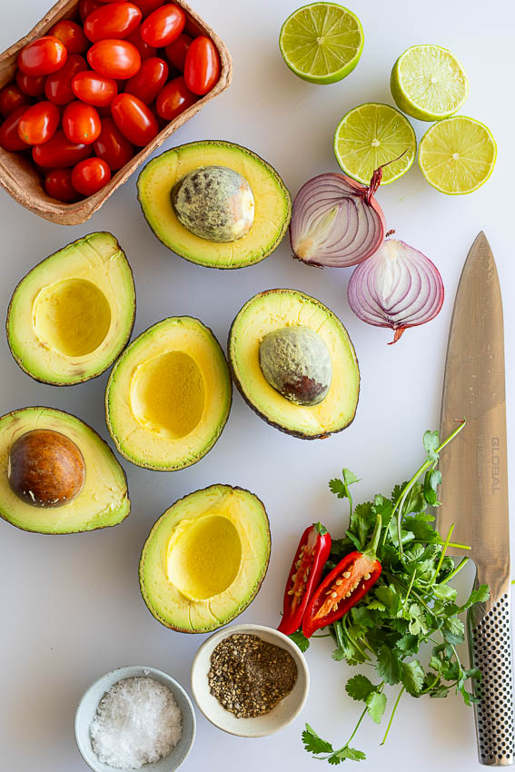 Ingredients for avocado salsa