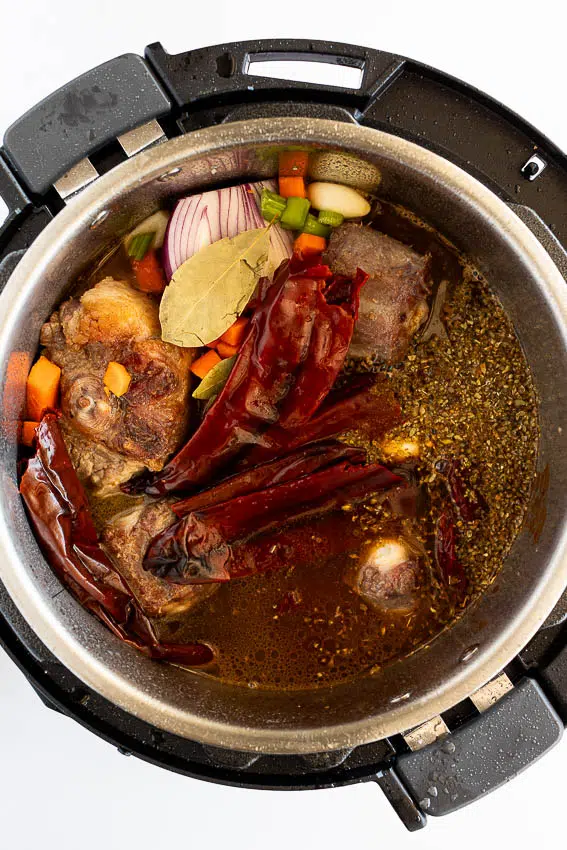Ingredients for oxtail birria in Instant Pot/