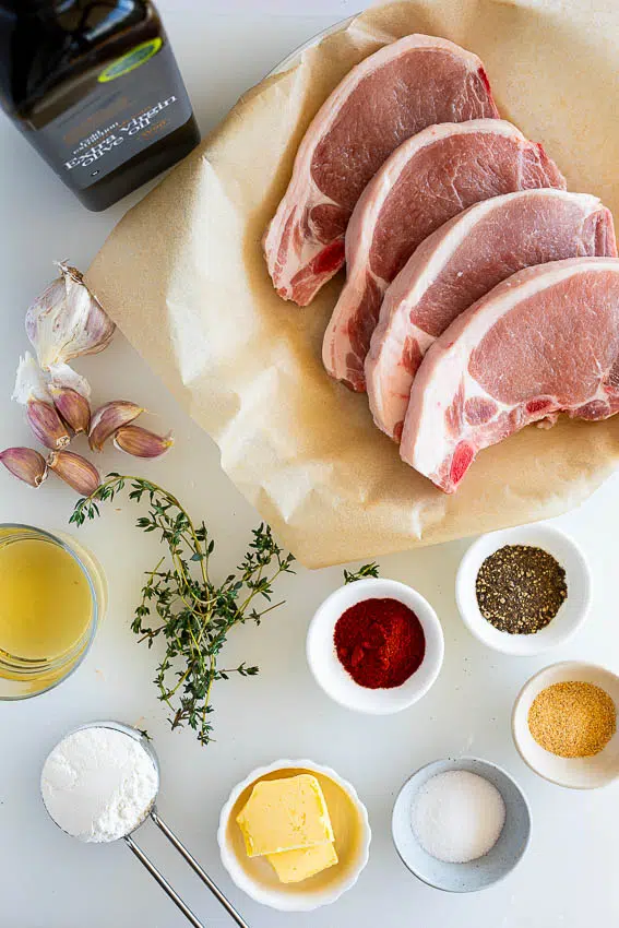 Ingredients for pan cooked pork chops