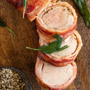 Bacon-wrapped pork tenderloin