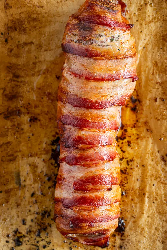 Bacon-wrapped pork tenderloin
