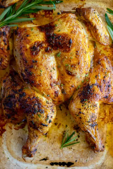 Lemon Rosemary Spatchcock chicken