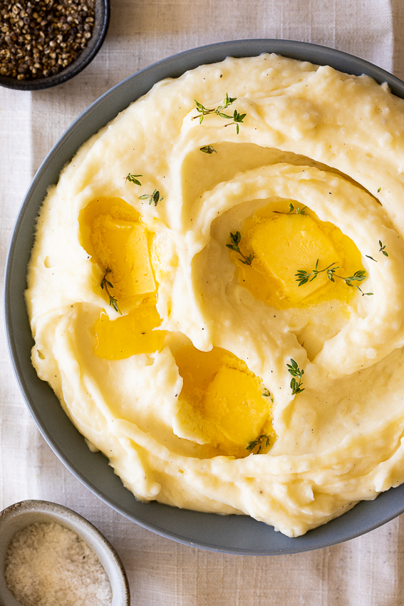 Instant Pot Mashed Potatoes with butter pools.