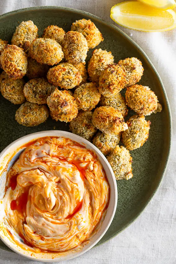 Easy Stuffed Olives with Calabrian chili dip