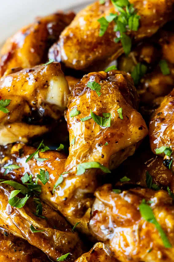 Air fryer frozen chicken wings with soy ginger glaze