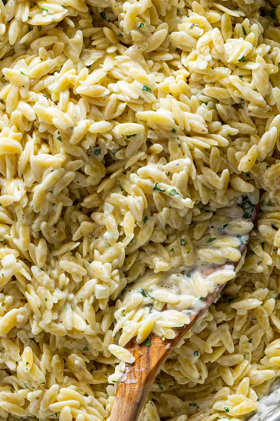 Creamy Orzo with lemon and parmesan