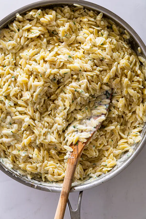 Creamy Orzo with lemon and parmesan