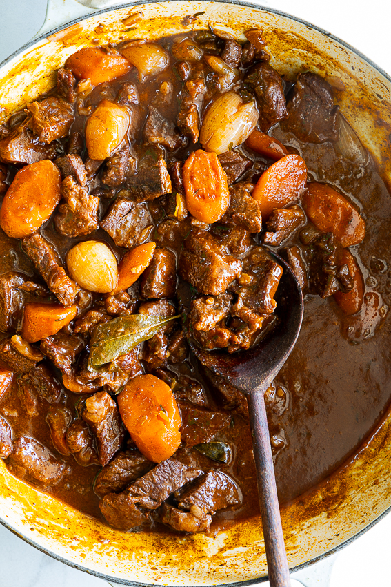 Easy beef stew with carrots, onions and a delicious rich gravy.
