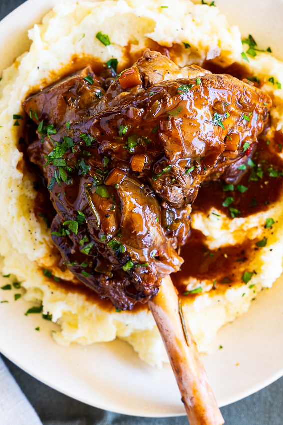 Instant Pot Lamb Shanks with mashed potatoes