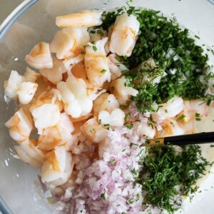 Ingredients for shrimp salad