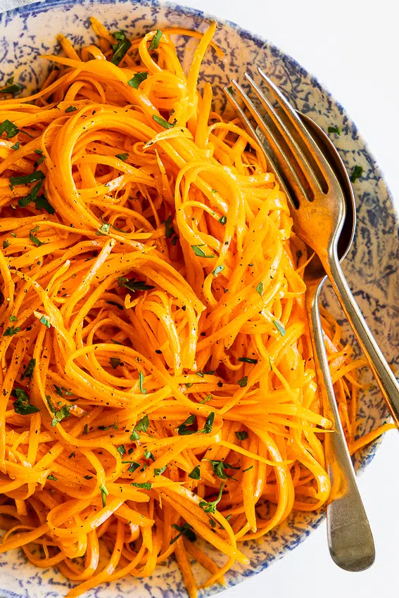 Easy Carrot Salad with honey orange vinaigrette