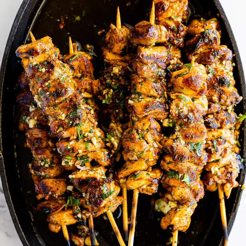 Garlic Parmesan chicken skewers