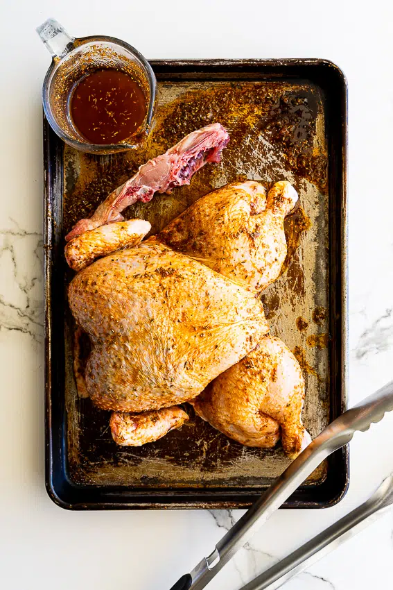 Marinated spatchcock chicken