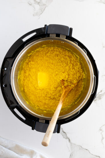 Risotto Milanese cooked in an Instant Pot