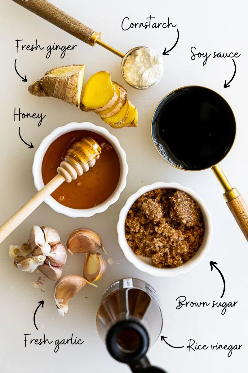Ingredients for homemade teriyaki sauce