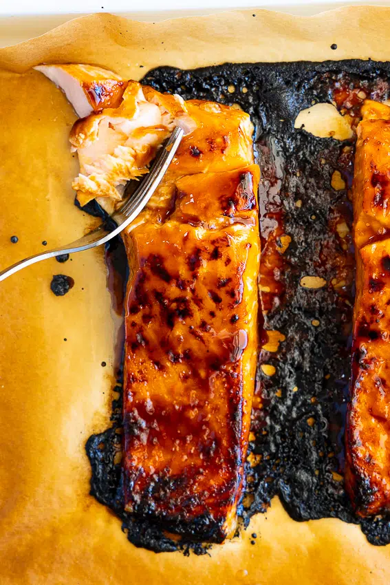 Teriyaki Salmon with homemade teriyaki sauce.