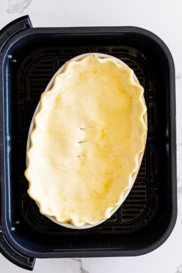 Chicken pot pie in air fryer basket