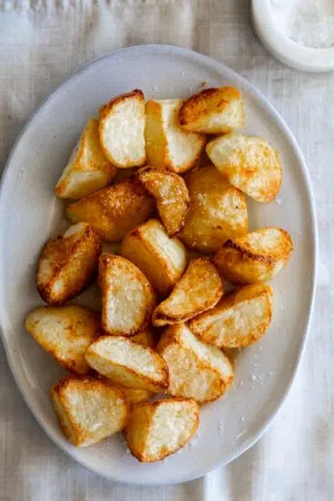 Air Fryer Roasted Potatoes on serving plate.