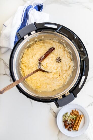 Rice pudding cooked in an Instant Pot