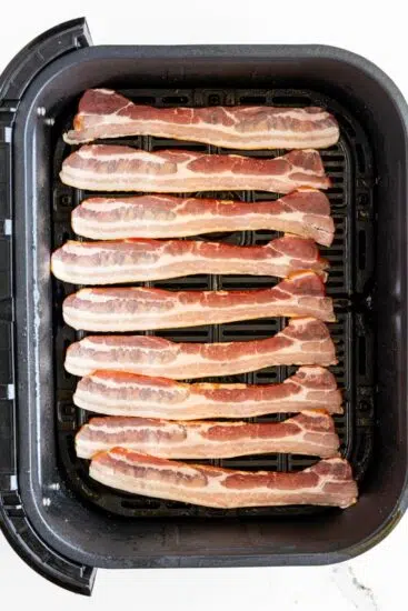 Bacon in air fryer basket