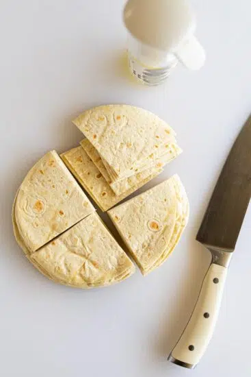 Tortillas cut into chips