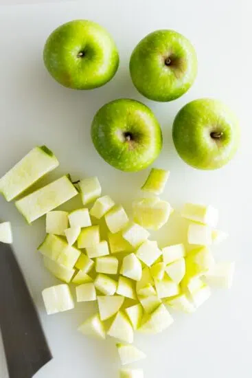 Granny Smith apples peeled and chopped.